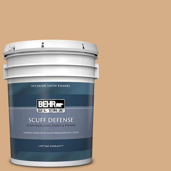BEHR ULTRA 5 gal. #BXC-67 Santa Fe Tan Extra Durable Satin Enamel Interior Paint & Primer