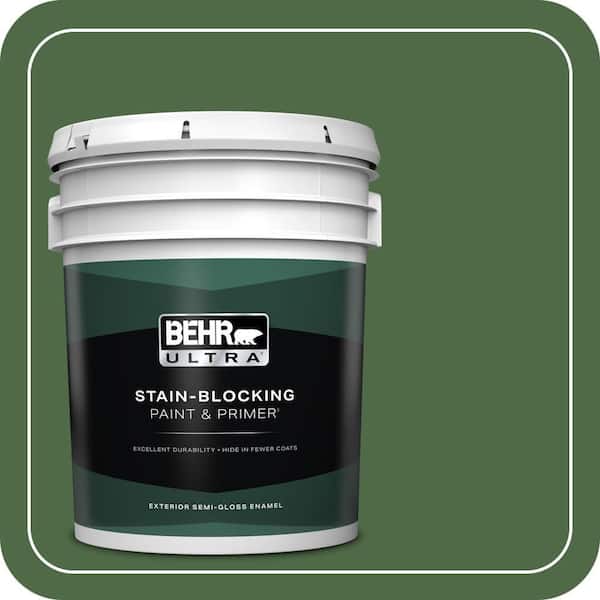 BEHR ULTRA 5 gal. #M400-7 Garden Cucumber Semi-Gloss Enamel Exterior Paint & Primer