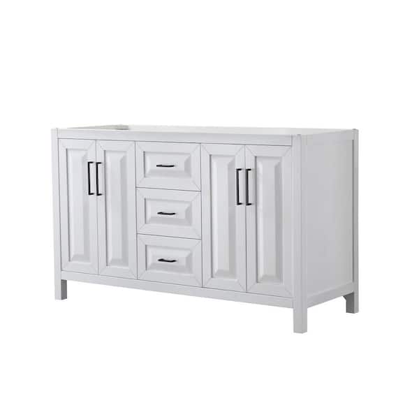 Wyndham Collection Daria 59 in. W x 21.5 in. D x 35 in. H Double Bath Vanity Cabinet without Top in White