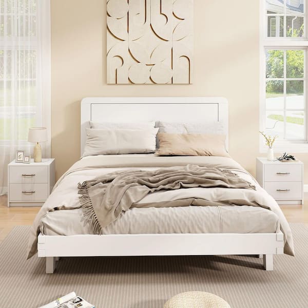 2-Pieces 2-Drawer Nightstand Modern Bedside Table with Storage for Living Room Bedroom White