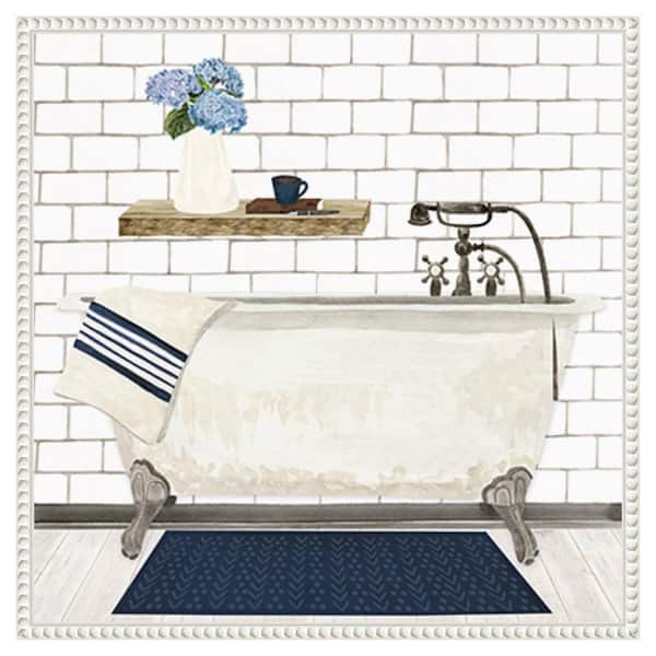 Amanti Art Farmhouse Bath I Tub by Tara Reed 22 in. W x 22 in. H. Canvas Wall Art Print Framed in White