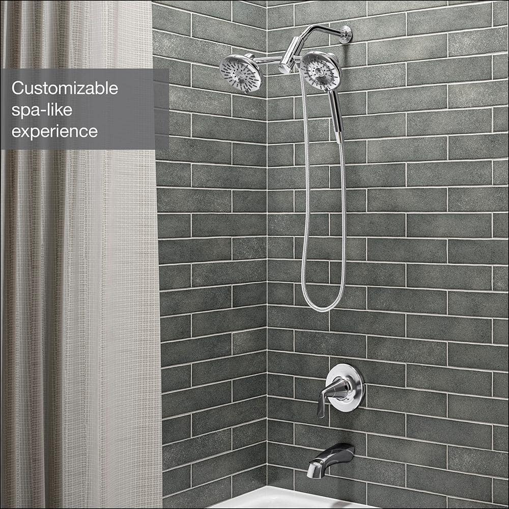 Chrome Dual Head Wall Mounted Handheld Shower System