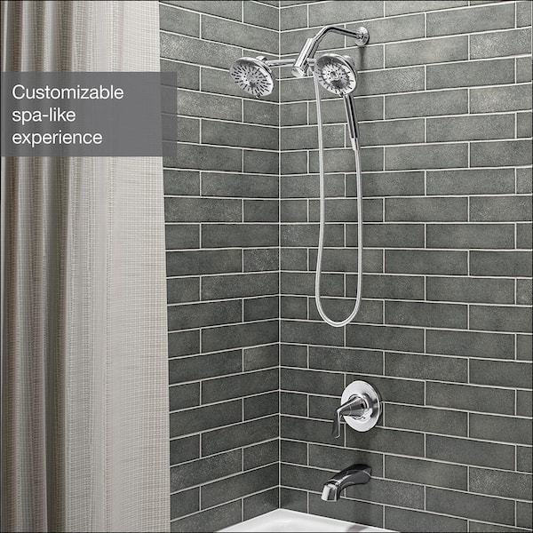 Freespin Bellerose 3-Spray 5.25 in. Dual Wall Mount Fixed and Handheld Shower Head 1.75 GPM in Polished Chrome