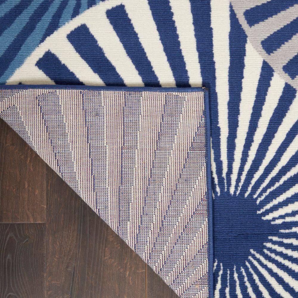 Reversible Hand-Knotted Navy Synthetic 8' x 10' Area Rug