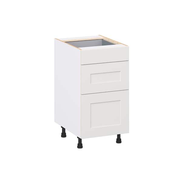 Roseland 18 in. W x 24 in. D x 34.5 in. H Assembled Shaker Drawer Base Kitchen Cabinet in Warm White with 3 Drawers