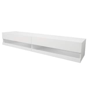 White 180 Wall Mounted Floating 80 in. TV Stand with 20 Color LEDs