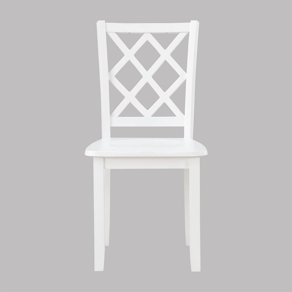 White Birch Veneer 5-Piece Dining Set with Lattice-Back Chairs