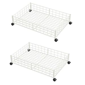 Under Bed Storage Container in White with Wheels (Set of 2) (6.22 in. H x 17.7 in. W x 27.5 in. D)