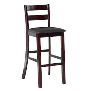 Toro 43 in. H Merlot Ladder Back Wood 31 in. Seat Height Bar Stool with Padded Faux Leather Seat