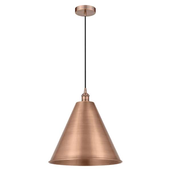 Edison Cone 100-Watt 1-Light Antique Copper Standard Mini Pendant Light with Metal Shade