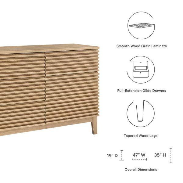 MODWAY Render 6-Drawer Dresser in Oak MOD-6968-OAK - The Home Depot