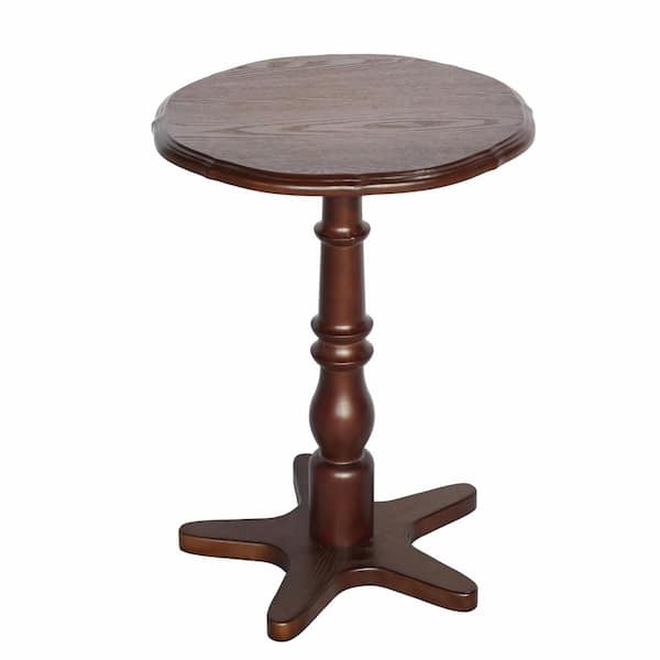 Walnut 16 in. Round Wood End Table, Pedestal Side Coffee Tables for Living Room, Bedroom, Entryway, Outdoor Coffee Table