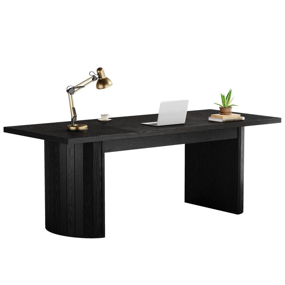 Moronia 78.7 in. Rectangular Black Wood Simple Computer Desk Executive Desk for Home office