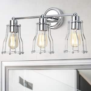 Evelyn 24 in. 3-Light Metal Chrome Vanity Light