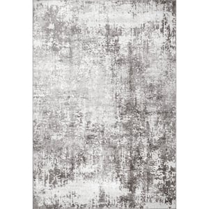Jade Faded Abstract Light Gray Doormat 3 ft. x 5 ft. Accent Rug Area Rug