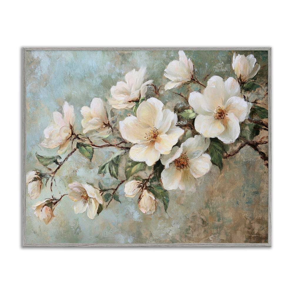 In Bloom Flower Branch by Petal Prints Design Gray Framed Nature Giclee Art Print 11 in. x 14 in. price history on PriceWatchPro