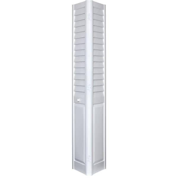 Home Fashion Technologies 30 in. x 80 in. 3 in. Hollow Core Louver/Panel White Vinyl Interior Bi-fold Door