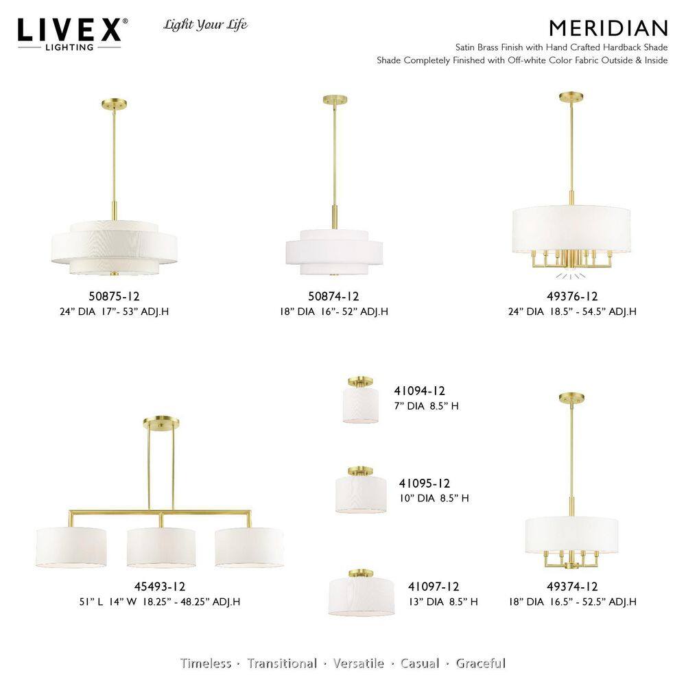 Meridian Satin Brass 13" Drum LED Semi-Flush Mount