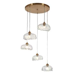 Ranunculus 5-Light Plating Brass Cluster Chandelier with Clear Glass Shades and No Bulb Included