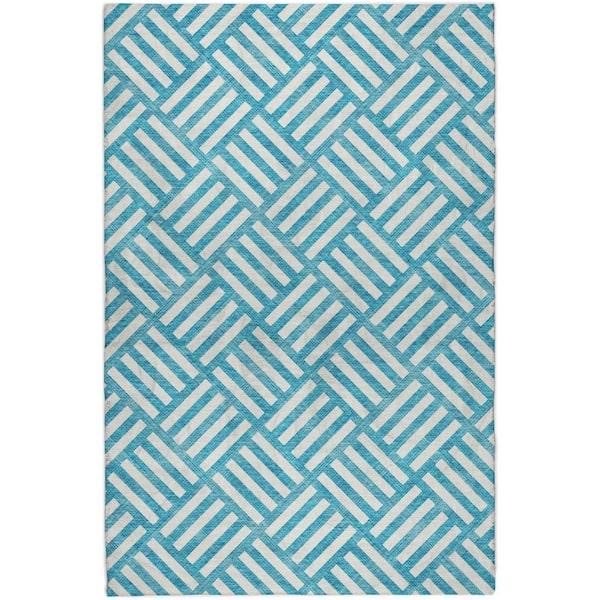 Dream Shag Premium Machine Washable Abstract ADS620 Teal 10 ft. x 14 ft. Area Rug