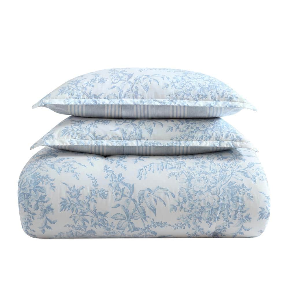 King Blue Cotton Reversible Comforter Set with Shams