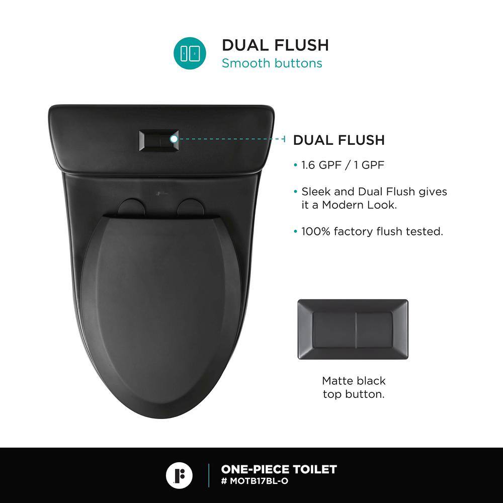 Black Matte Elongated Free Standing Dual Flush Toilet