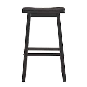 29 in. Vulcan Black Saddle Seat Bar Height Backless Stools (Set Of 2)