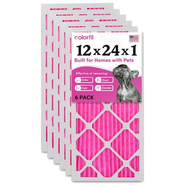 COLORFIL 12 in. x 24 in. x 1 in. Odor Removal and Color Changing Pleated Furnace Air Filter, MERV 8 (6-Pack)