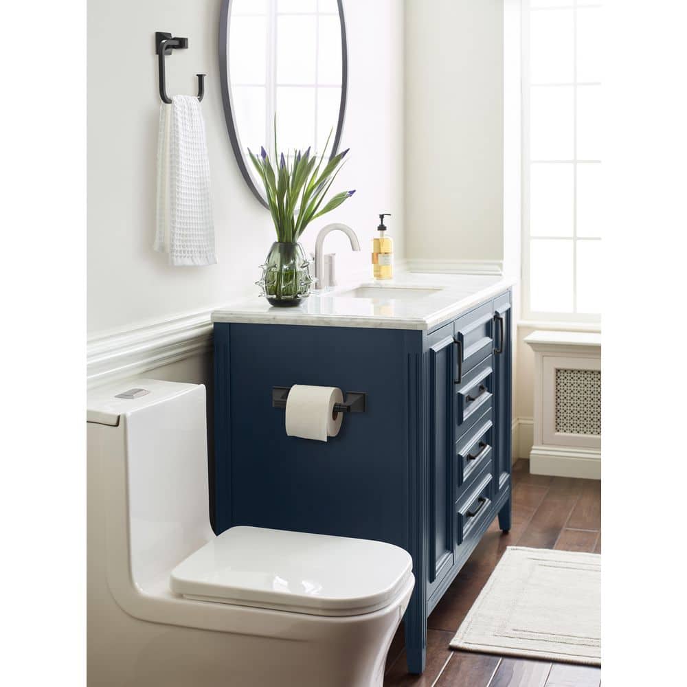 Matte Black Pivoting Double Post Toilet Paper Holder