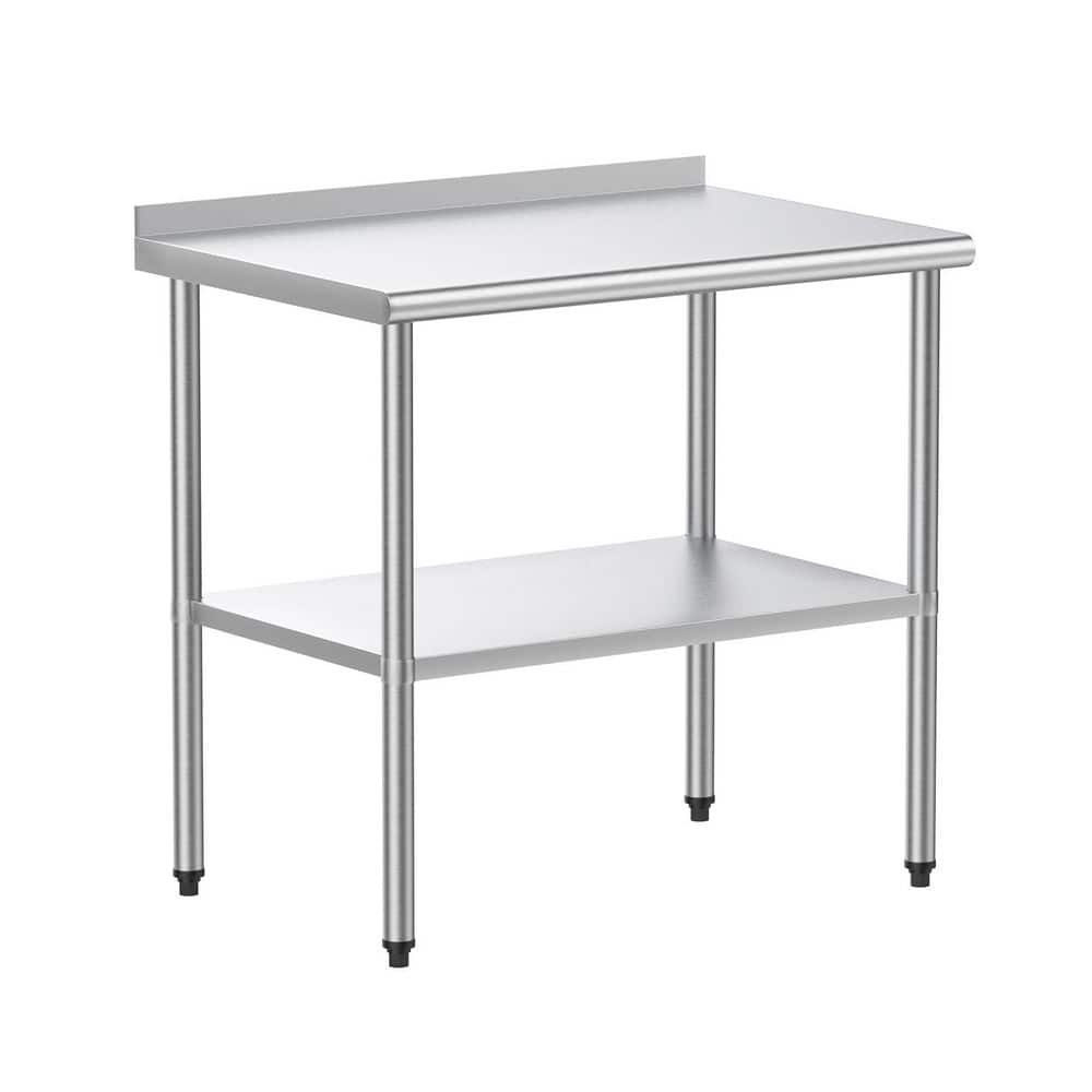36" x 24" Stainless Steel Work Table with Backsplash and Undershelf