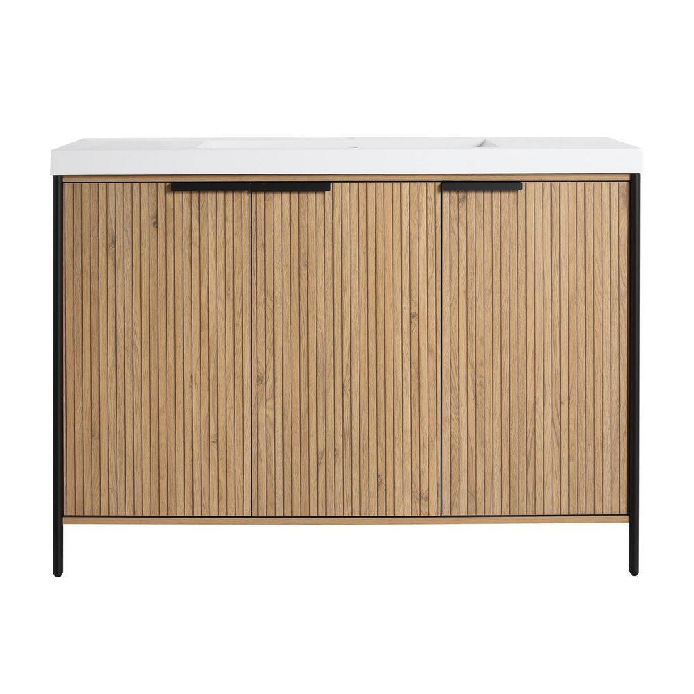 Midsummer 47.3 in. W x 19.7 in. D x 34.9 in. H Freestanding Bath Vanity Cabinet in Light Coffee with White Resin Top price history on PriceWatchPro