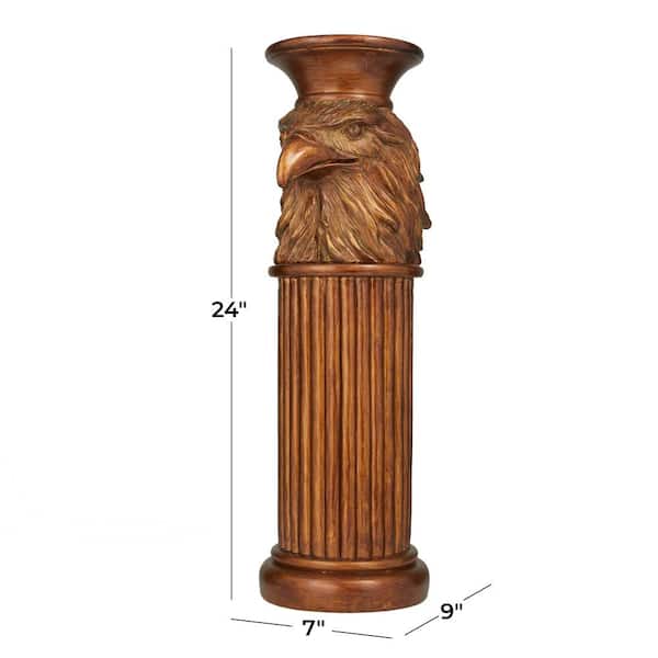 7 in.  Bronze Polystone Eagle Pedestal End Table