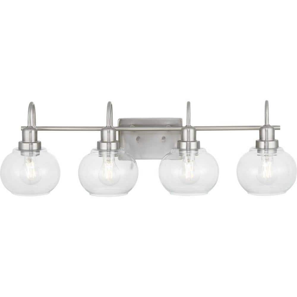 Home Decorators Collection Halyn 31.375 in. 4-Light Brushed Nickel ...