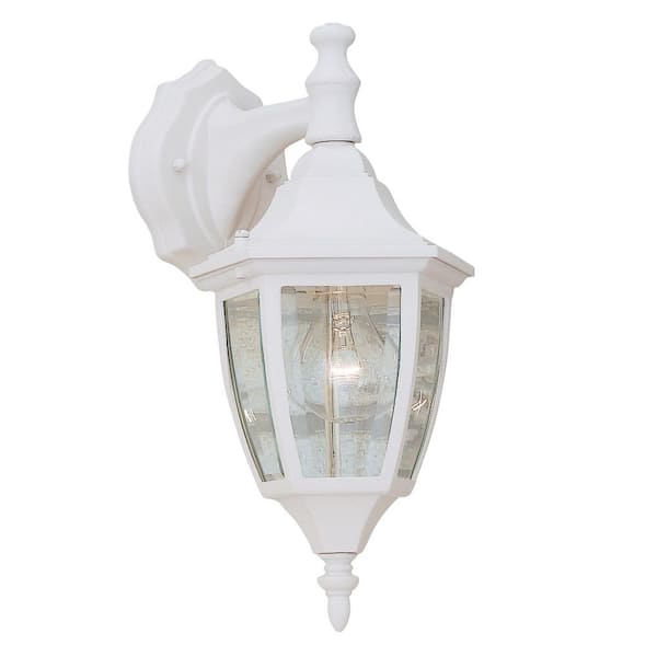 Waterbury White 1-Light Outdoor Line Voltage Hardwired Porch Light Wall Sconce with No Bulb Included