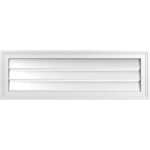 36 in. x 12 in. Vertical Surface Mount PVC Gable Vent: Functional with Brickmould Frame