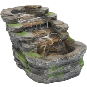 13.75 in. Cascading Shale Falls Outdoor Fountain with LED Lights