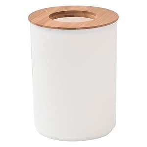 Padang Bathroom Trash Can Padang Bamboo Top 1.3 Gal - Stylish and Sustainable 5L White