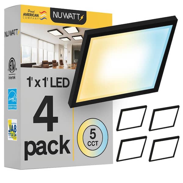 NuWatt 1 ft. x 1 ft. 120V Surface Mount Integrated LED Black Panel