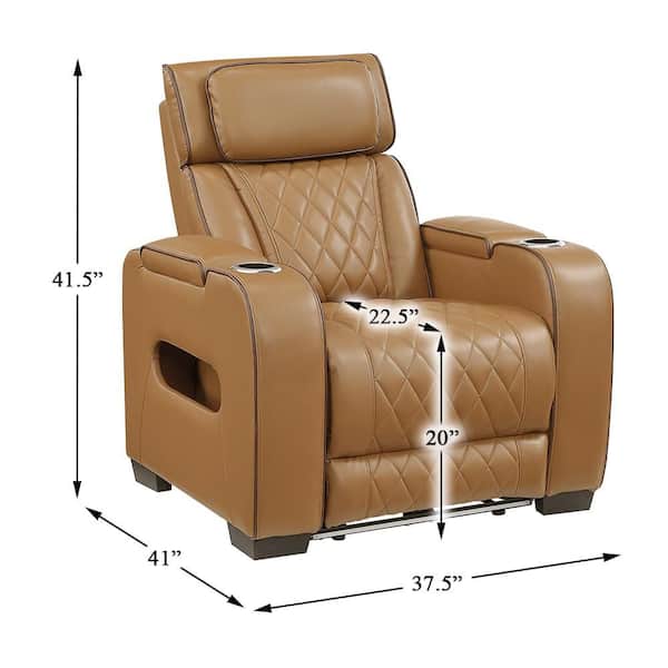 Lazzara Clumber Brown Faux Leather Power Recliner with Power