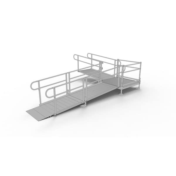 EZ-ACCESS PATHWAY 16 ft. L-Shaped Aluminum Wheelchair Ramp Kit w/Solid ...