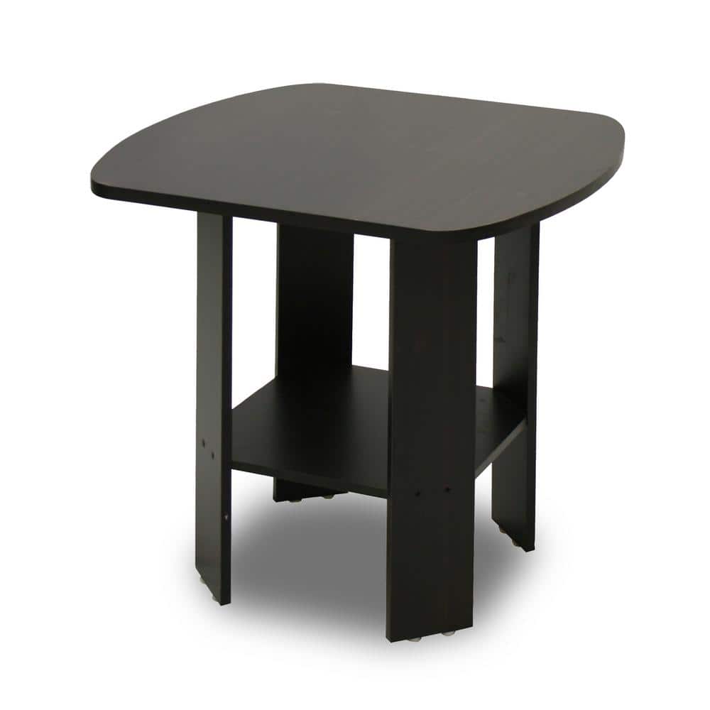 Espresso Composite Wood Rectangular End Table with Shelf
