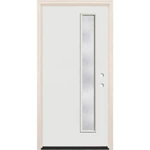 36 in. x 80 in. Left-Hand/Inswing 1 Lite Rain Glass Unfinished Fiberglass Prehung Front Door with 4-9/16" Frame
