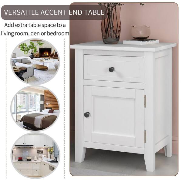 RTTO Bedside Tables Cabinets Side End Tables Bedroom Wood White 