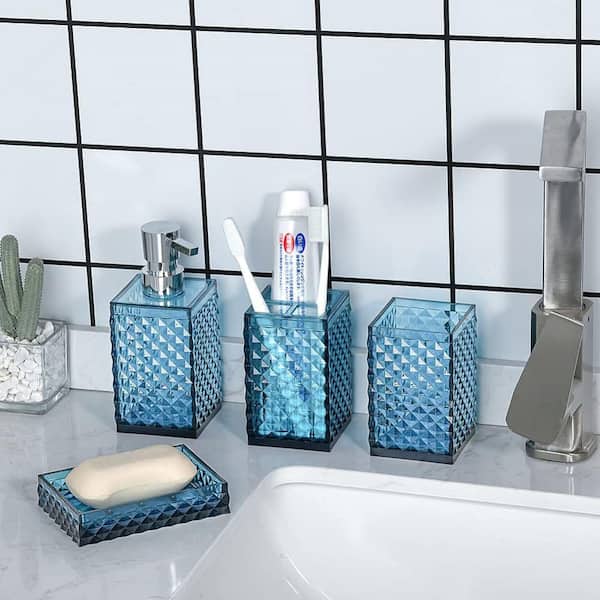 Dracelo 6-Piece Bathroom Accessory Set with Toiletbrush Holder, Dispenser,  Trash Can, Toothbrush Holder, Toilet Brush in Black B09X9VWZR6 - The Home  Depot