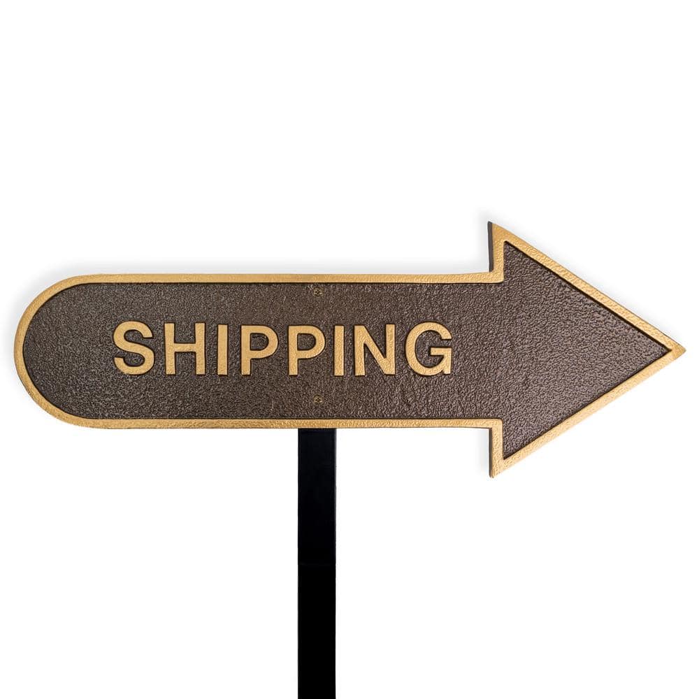 6 in. x 15.5 in. Right Arrow Shipping Statement Plaque Sign with Lawn Stake-Hammered Bronze price history on PriceWatchPro
