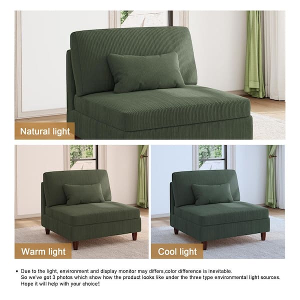 Uixe 37.3 in. Luxury Armless Corduroy Polyester Rectangle
