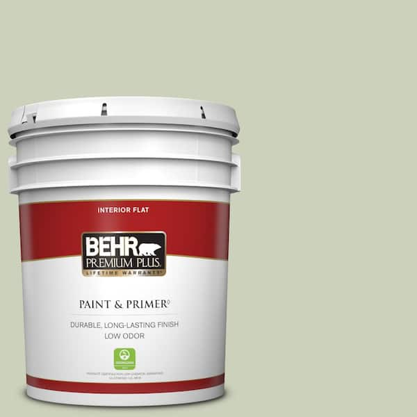 BEHR PREMIUM PLUS 5 gal. #PPU10-09 Chinese Jade Flat Low Odor Interior Paint & Primer