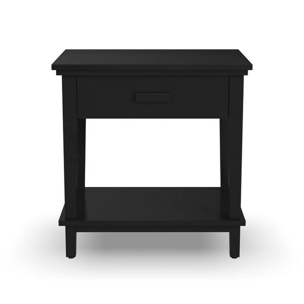 HOMESTYLES Oak Park 1Drawer Black Open Storage Nightstand 591142O