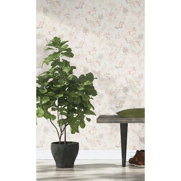 Walls Republic Grey Hand Painted Fantasy Floral Blossoms Wallpaper R7877 (57 sq. ft.) Double Roll