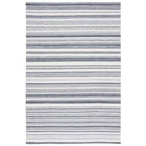 Striped Kilim Charcoal/Ivory 5 ft. x 8 ft. Abstract Striped Area Rug